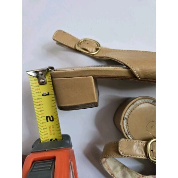 COACH "OCTAVA" TAN LEATHER SLING BACK HEELED SANDAL SIZE 9 B - Picture 8 of 8